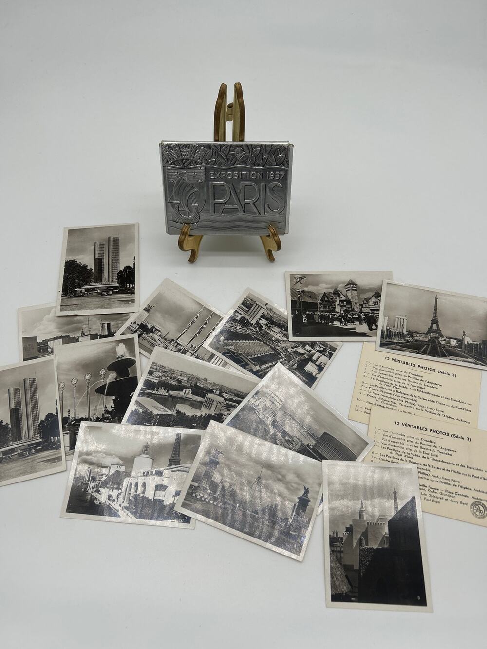 Vintage 1937 Paris Exposition Photo Set Embossed Paper Case Eiffel Tower France